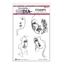 Dina Wakley MEdia Cling Stamps 6X9 - Half Faces