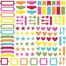 Simple Stories Color Vibe Chipboard Bits &amp; Pieces 120/Pkg - Brights