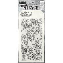 Tim Holtz Layered Stencil 4.125X8.5 - Pinecones THS164