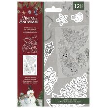 Crafters Companion Vintage Snowman Stamp and Die - O Christmas Tree