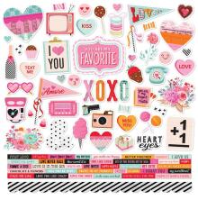 Simple Stories Sticker Sheet 12X12 - Heart Eyes