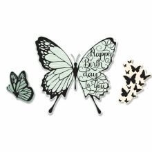 Sizzix Framelits Die &amp; Stamp Set - Butterfly Birthday 666106