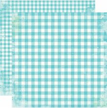 Simple Stories SV Life in Bloom Gingham Cardstock 12X12 - Teal Gingham