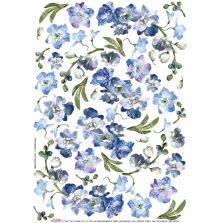 Sospeso Trasparente Printed Paper 35x50cm - Blue Flower