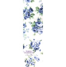 Sospeso Trasparente Cotton Fabric 10cm x 1m - Small Blue Rose
