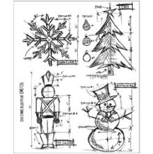 Tim Holtz Cling Stamps 7X8.5 - Christmas Blueprint CMS135