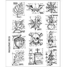 Tim Holtz Cling Stamps 7X8.5 - Mini Blueprints CMS136