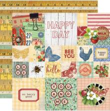 Simple Stories SV Berry Fields Cardstock 12X12 - 2X2 &amp; 4X4 Elements