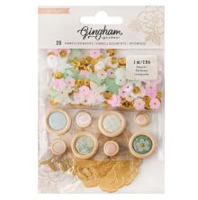 Crate Paper Embellishment Buttons 20/Pkg - Gingham Garden