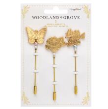 Maggie Holmes Charm Pins 3/Pkg - Woodland Grove