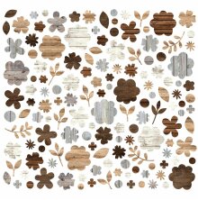 Simple Stories Color Vibe Cardstock Flowers Bits &amp; Pieces 143/Pkg - Woods