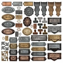 Simple Stories SV Essentials Chipboard 78/Pkg - Metal Hardware