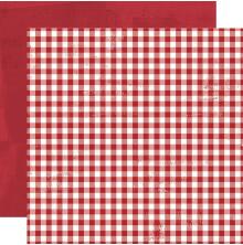 Simple Stories SV Dear Santa Basics Cardstock 12X12 - Candy Cane Gingham