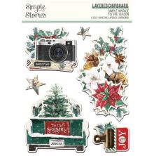 Simple Stories Layered Chipboard Stickers - Simple Vintage ´Tis The Season