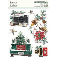 Simple Stories Layered Chipboard Stickers - Simple Vintage Tis The Season