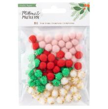 Crate Paper Mixed Pom Poms 80/Pkg - Mittens &amp; Mistletoe