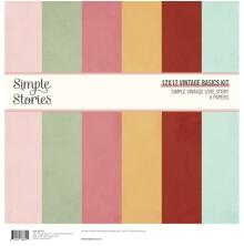 Simple Stories Basics Paper Pack 12X12 6/Pkg - Simple Vintage Love Story