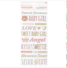 American Crafts Hello Little Girl Thickers Stickers 5.5X11 - Phrase