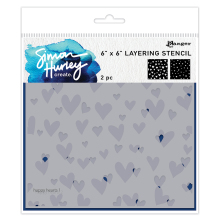 Simon Hurley create. Stencils 6X6 2/Pkg - Happy Hearts