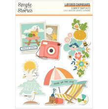 Simple Stories Layered Chipboard Stickers - Summer Snapshots