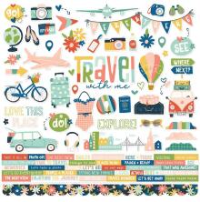 Simple Stories Sticker Sheet 12X12 - Pack Your Bags