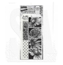 Tim Holtz Clear Stamps and Stencil Set - Bold Botanicals THMM181