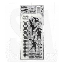 Tim Holtz Clear Stamps and Stencil Set - Bunny Hop THMM183