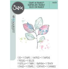 Sizzix Framelits Die &amp; A5 Stamp Set By 49 And Market - Painted Pencil Leaves