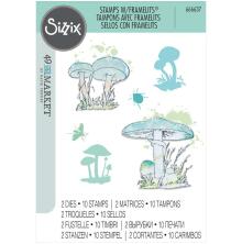 Sizzix Framelits Die &amp; A5 Stamp Set By 49 And Market - Painted Pencil Mushrooms 666637