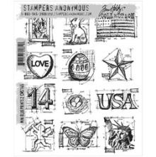 Tim Holtz Cling Stamps 7X8.5 - Mini Blueprints 2 CMS146