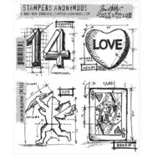 Tim Holtz Cling Stamps 7X8.5 - Valentine Blueprint CMS143