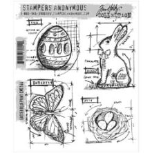 Tim Holtz Cling Stamps 7X8.5 - Easter Blueprint CMS144