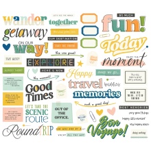 Simple Stories Bits &amp; Pieces Die-Cuts 58/Pkg - Happy Travels Sentiment