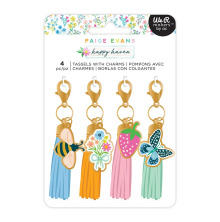 Paige Evans Tassels With Charms 4/Pkg - Happy Haven