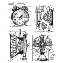 Tim Holtz Cling Stamps 7X8.5 - Vintage Things Blueprint CMS152