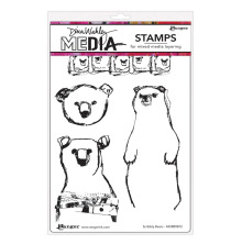 Dina Wakley MEdia Cling Stamps 6X9 - Scribbly Bears