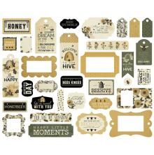 Carta Bella Cardstock Die-Cuts 33/Pkg - Honey Bee Frames &amp; Tags