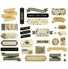 Carta Bella Cardstock Die-Cuts 32/Pkg - Honey Bee Titles &amp; Phrases