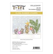 House Mouse Cling Rubber Stamp - Tree-mendous Christmas