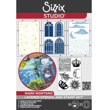Sizzix Studio Stamp 6/Pkg and Stencils 3/Pkg - Weather Wonder 666956