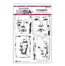 Dina Wakley MEdia Cling Stamps 6X9 - Collaged Portraits