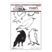 Dina Wakley MEdia Cling Stamps 6X9 - Scribbly Ravens