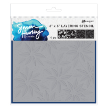 Simon Hurley create. Stencils 6X6 4/Pkg - Festive Poinsettias