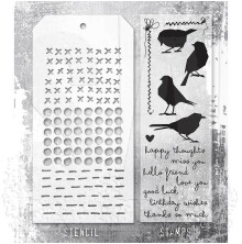 Tim Holtz Clear Stamps and Stencil Set - Silhouette Birds THMM182