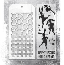 Tim Holtz Clear Stamps and Stencil Set - Bunny Hop THMM183