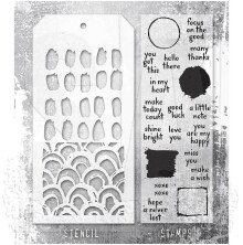 Tim Holtz Clear Stamps and Stencil Set - Note Quotes THMM184