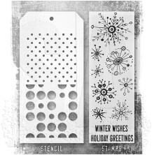 Tim Holtz Clear Stamps and Stencil Set - Retro Flakes THMM185