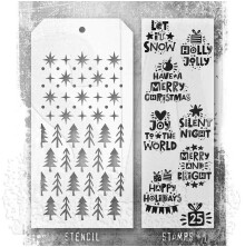 Tim Holtz Clear Stamps and Stencil Set - Holiday Whatnots THMM188