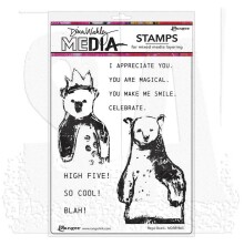 Dina Wakley MEdia Cling Stamps 6X9 - Regal Bears MDR89865