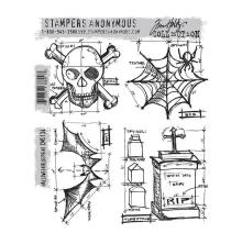 Tim Holtz Cling Stamps 7X8.5 - Halloween Blueprint CMS134